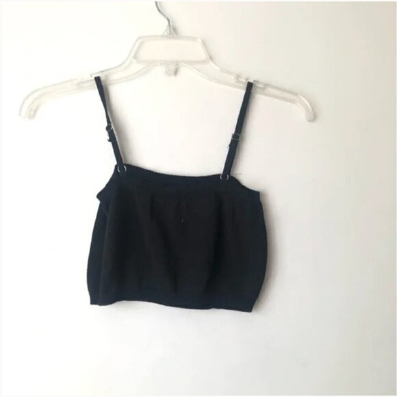 Princess Polly Black Cropped Knit Tank Top S/M - Picture 2 of 4